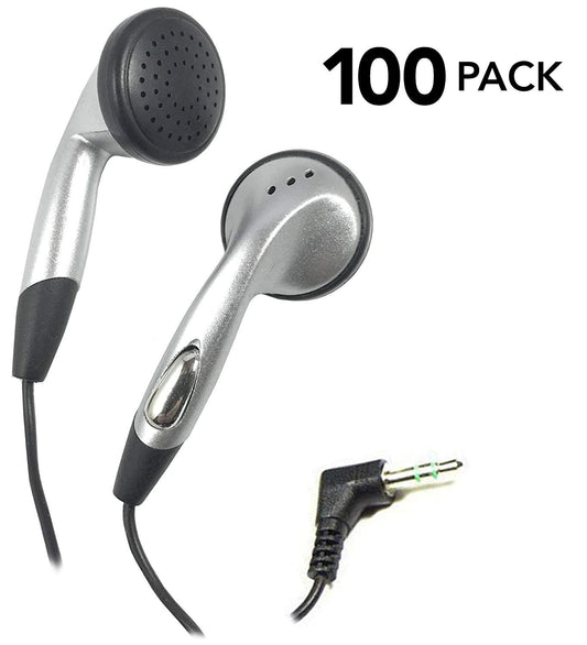 Close-up of silver in-ear earphone showing detail and quality