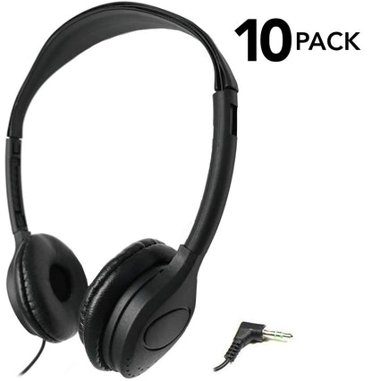 SmithOutlet 10-Pack Over-the-Head Low-Cost Headphones on White Background