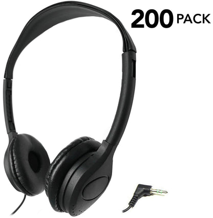 Front view of SmithOutlet 200-Pack Bulk Low-Cost Headphones"