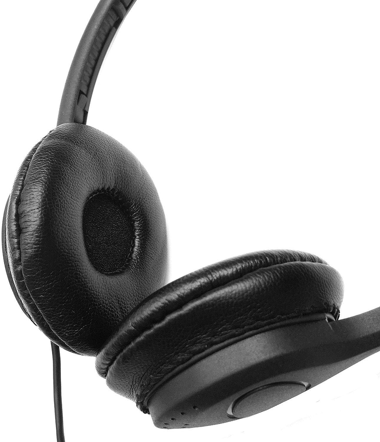 Detailed View of Soft Leatherette Ear Cushions on SmithOutlet Bulk Headphones