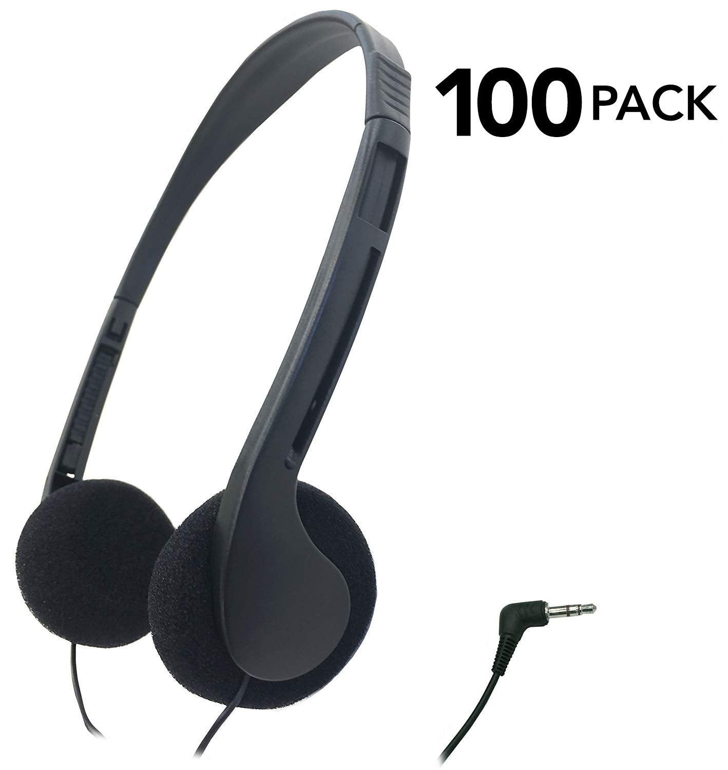 Bulk Pack of 100 SmithOutlet Low-Cost Headphones for Classroom and Library Use