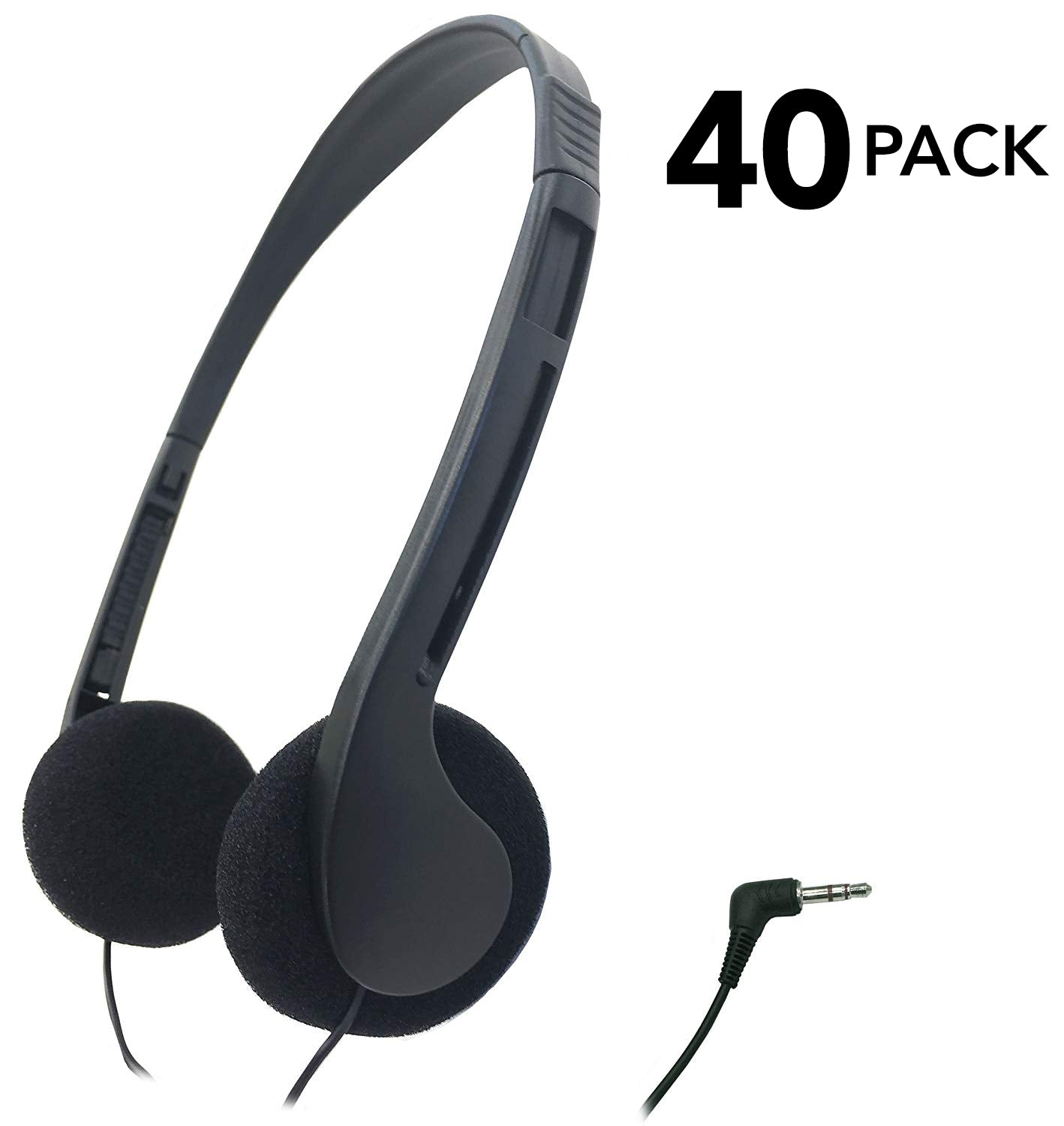 Bulk pack of 40 black classroom/library headphones by SmithOutlet