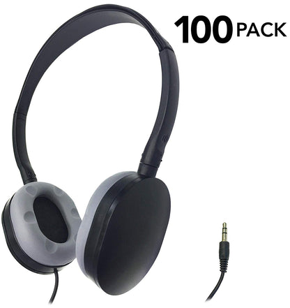 SmithOutlet Bulk 100-Pack Stereo Headphones with Rubber Earpads