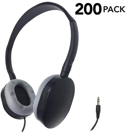 Bulk 200-Pack SmithOutlet Stereo Headphones with Rubber Earpads for Comfort"