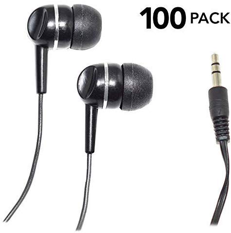 SmithOutlet 100 Pack Silicone Tip Earbud Bulk Headphones Each Earphone Individually Packaged and Sealed
