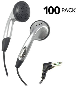 SmithOutlet 100 Pack in-Ear Bulk Earphones Silver Earbuds