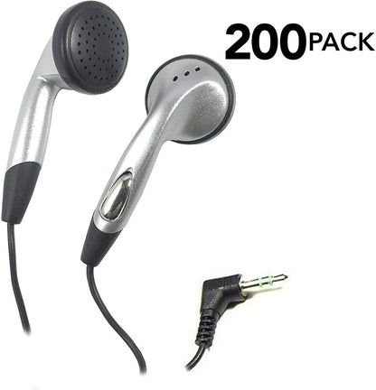 Bulk 200-Pack of SmithOutlet Silver In-Ear Earphones for Educational and Corporate Use
