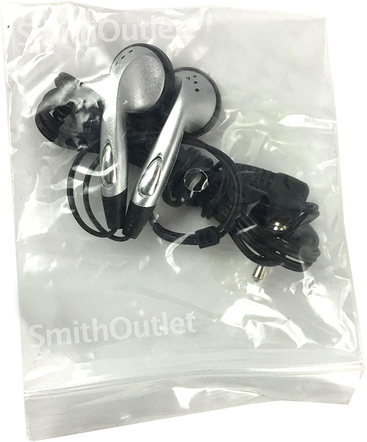 SmithOutlet 200-Pack Silver Earphones Individually Packaged for Bulk Distribution