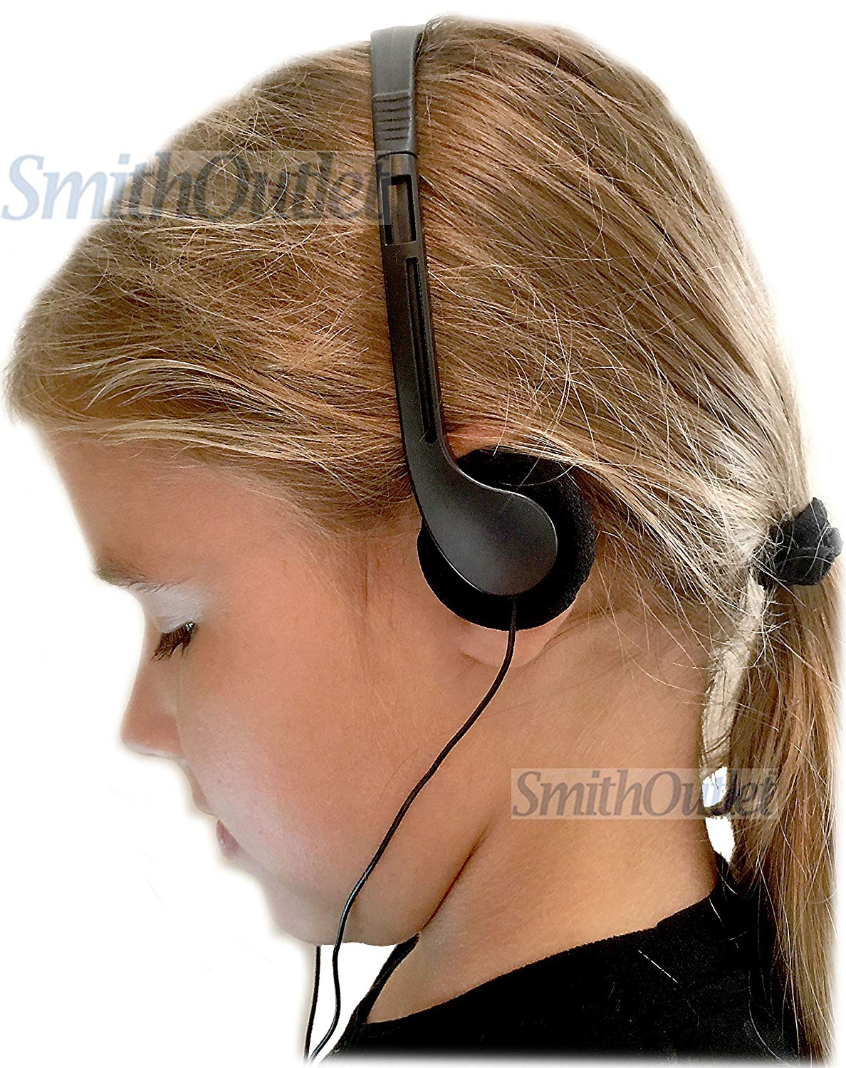 10-Pack Low-Cost Headphones for Schools & Model View